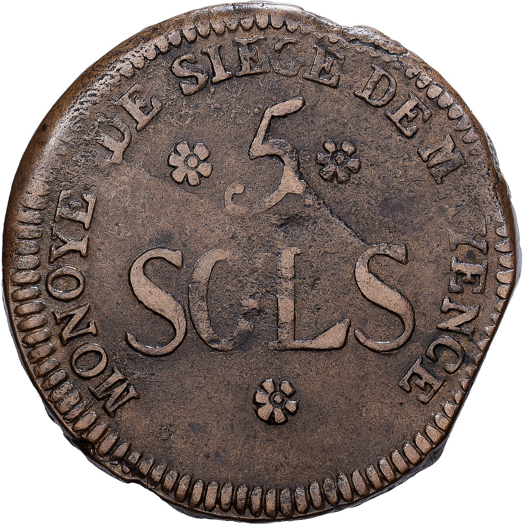 France, 5 Sols, 1793, Mainz, Siege Coinage, Bronze, VF(30-35), KM:603