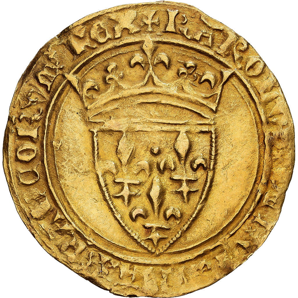 France, Charles VI, Écu d'or à la couronne, 1385-1420, Angers, Gold