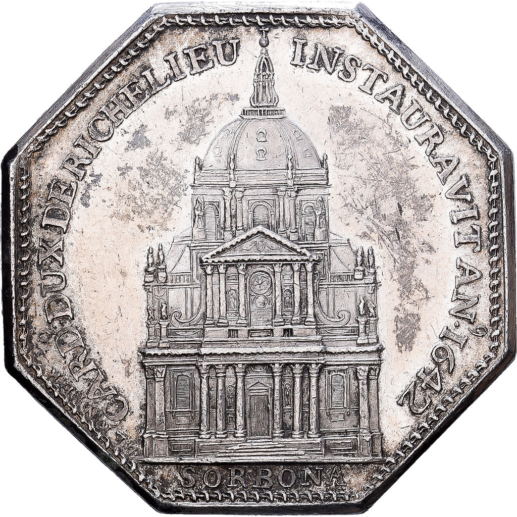 France, Token, Robert de Sorbon, Restauration de la Sorbonne, 1642, Silver