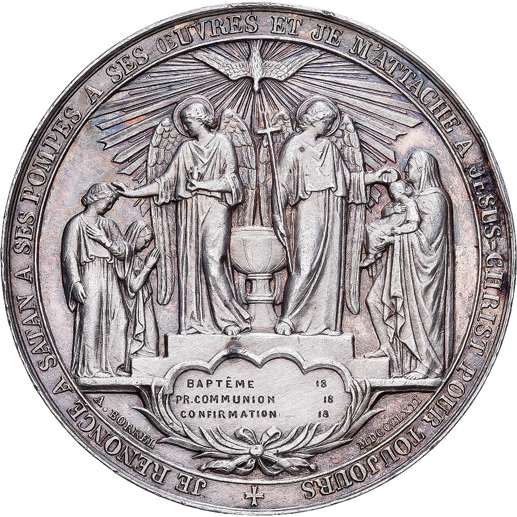 France, Medal, Baptême, 1re Communion et Confirmation, 1867, Silver, AU(55-58)