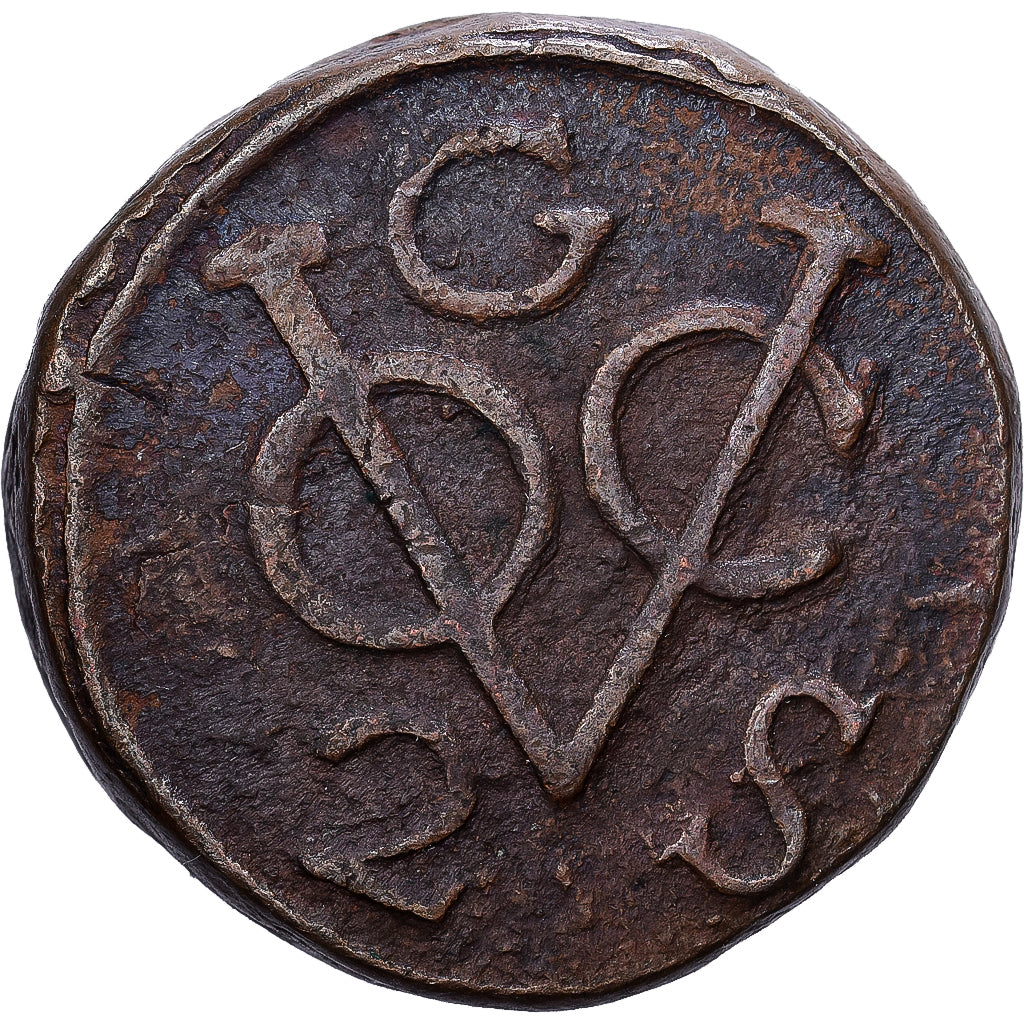 Ceylon, 2 Stuiver, 1792, Galle, VOC, Bronze, EF(40-45), KM:30