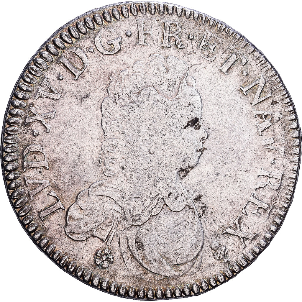 Francia, Louis XV, Ecu Vertugadin, 1716, Reims, Argento, MB+, Gadoury:317
