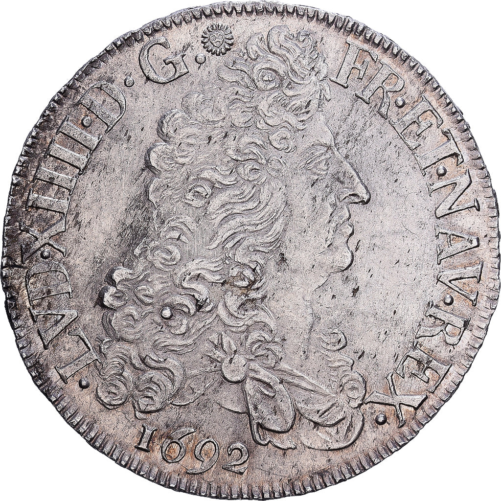 France, Louis XIV, Ecu aux 8 L, 1692, Rennes, Flan neuf, Silver, MS(63)
