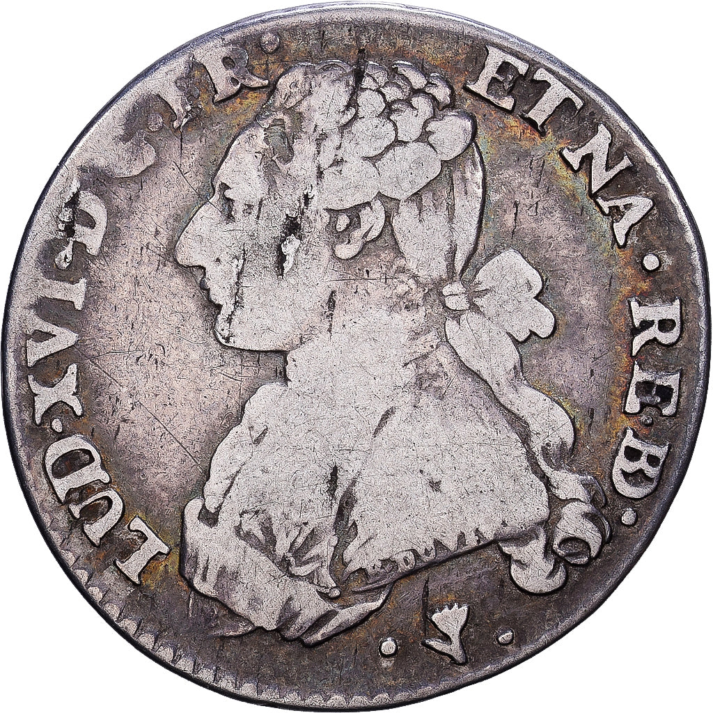 Francja, Louis XVI, 1/5 Écu aux branches d'olivier, 1777, Pau, Srebro