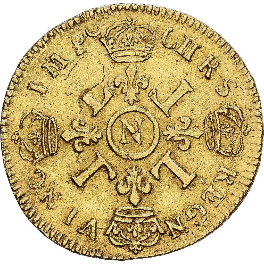 Frankrijk, Louis XIV, Louis d'or au 4 L, 1694, Montpellier, reformed, Goud, FR+