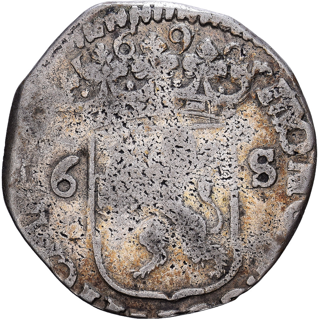 Netherlands, 6 Stuivers, Rijderschelling, 1690, Zwolle, Silver, VF(20-25), KM:85