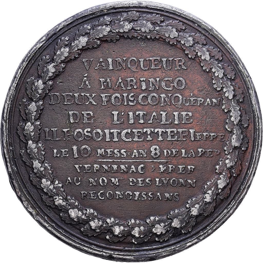 France, Medal, Napoleon B., Marengo, Lyonnais reconnaissants, silvered copper