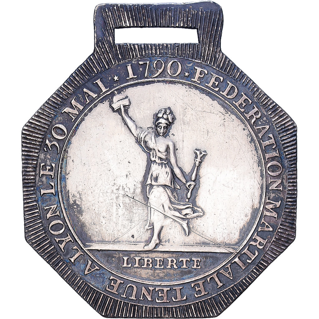 France, Medal, Fédération Martiale de Lyon, 1790, Silvered bronze, EF(40-45)