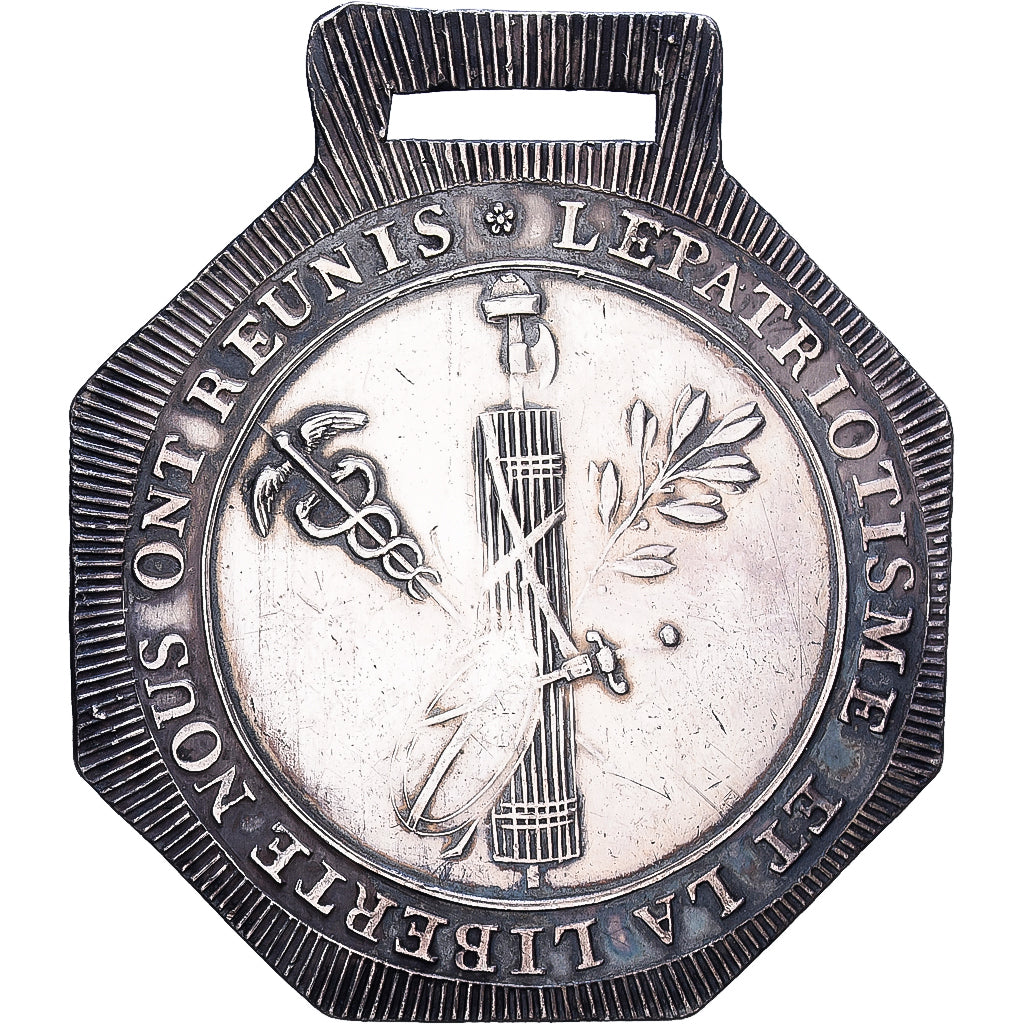 France, Medal, Fédération Martiale de Lyon, 1790, Silvered bronze, EF(40-45)
