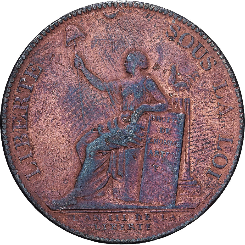 France, 2 Sols, Monneron à la Liberté, 1791, Soho Mint, Bronze, EF(40-45)