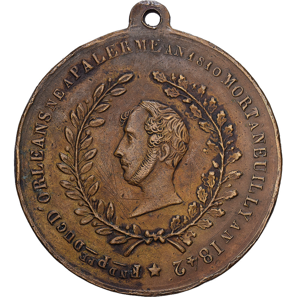 France, Médaille, Mort de Ferdinand Philippe, Duc d'Orléans, 1842, Cuivre, SUP