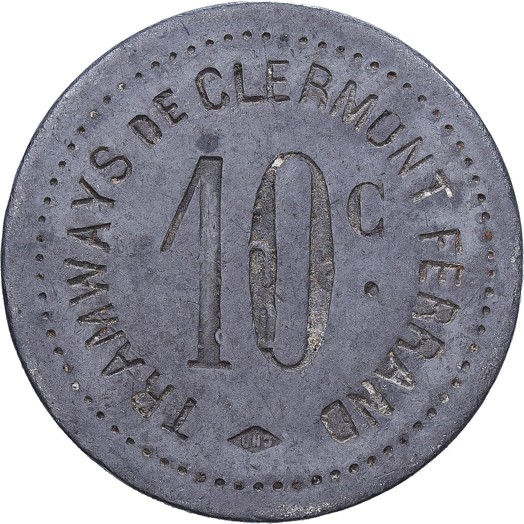 France, Tramway, Clermont-Ferrand, 10 Centimes, TB+, Zinc