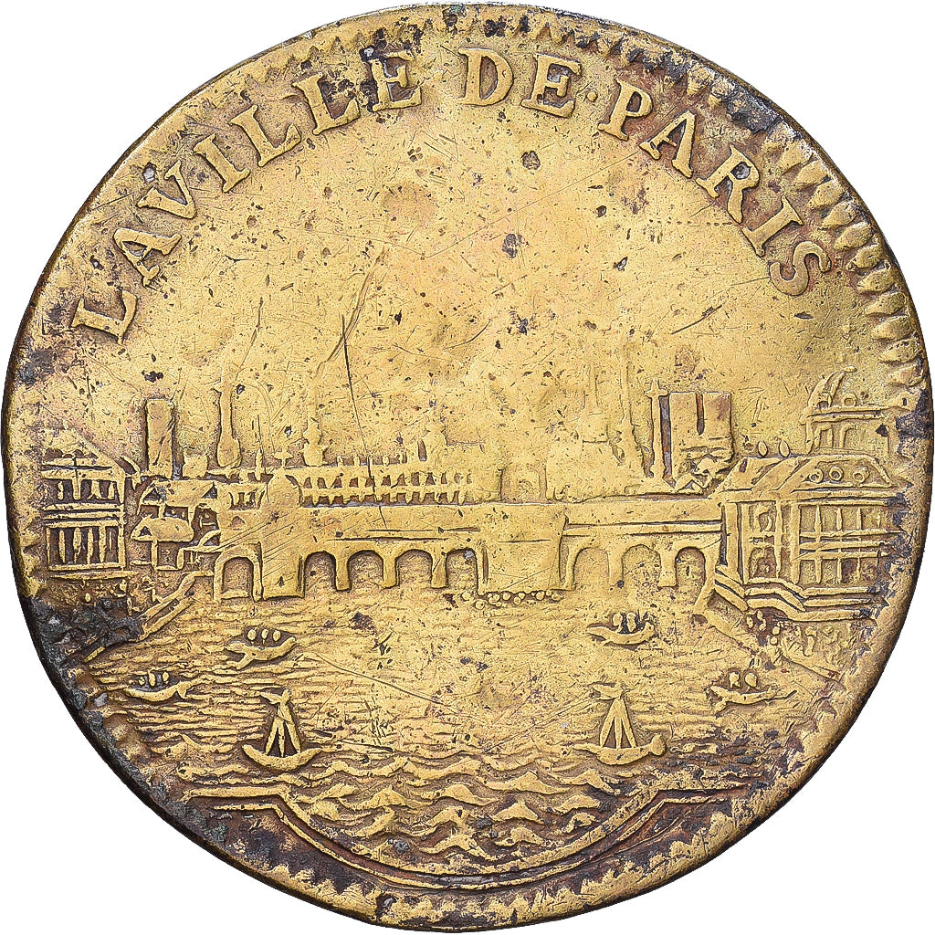 France, Token, Louis XIV, La ville de Paris, Brass, VF(20-25)
