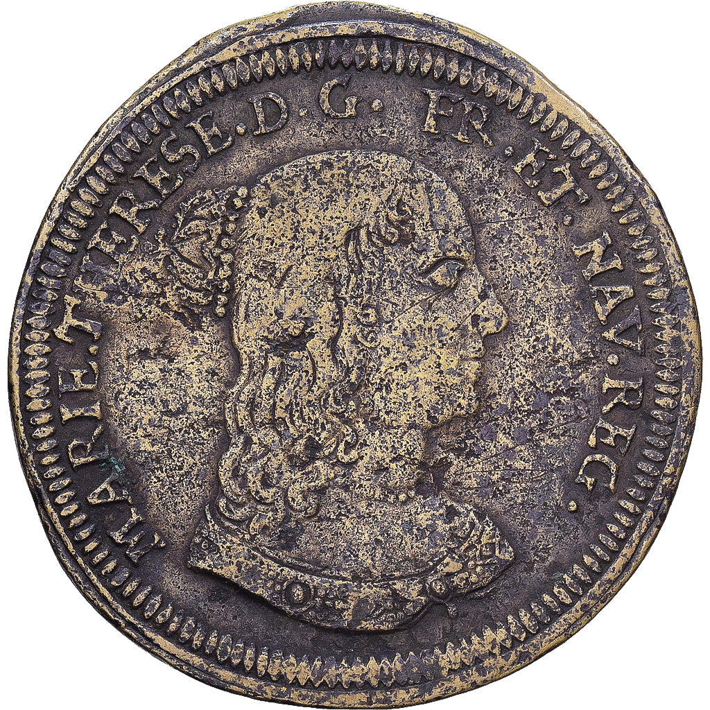 France, Jeton, Louis XIV & Marie-Thérèse d'Espagne, Laiton, B+