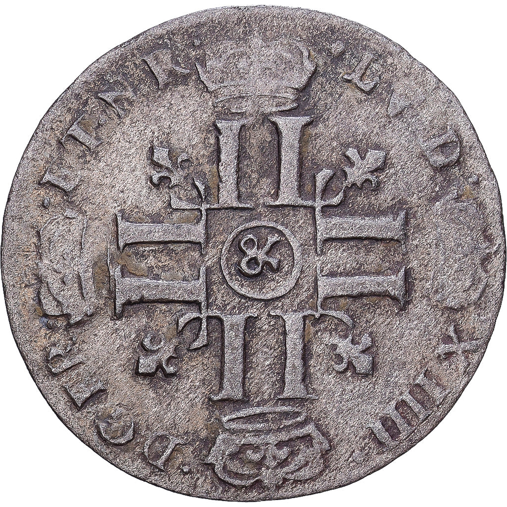 França, Louis XIV, Quinzain aux 8 L, 1693, Aix-en-Provence, Lingote, VF(30-35)
