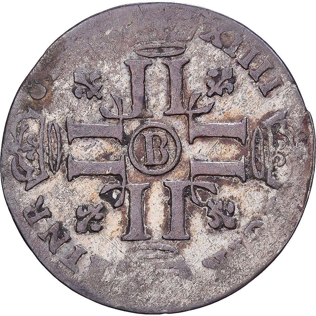 Francia, Louis XIV, Quinzain aux 8 L, 1693, Rouen, Biglione, MB+, Gadoury:91
