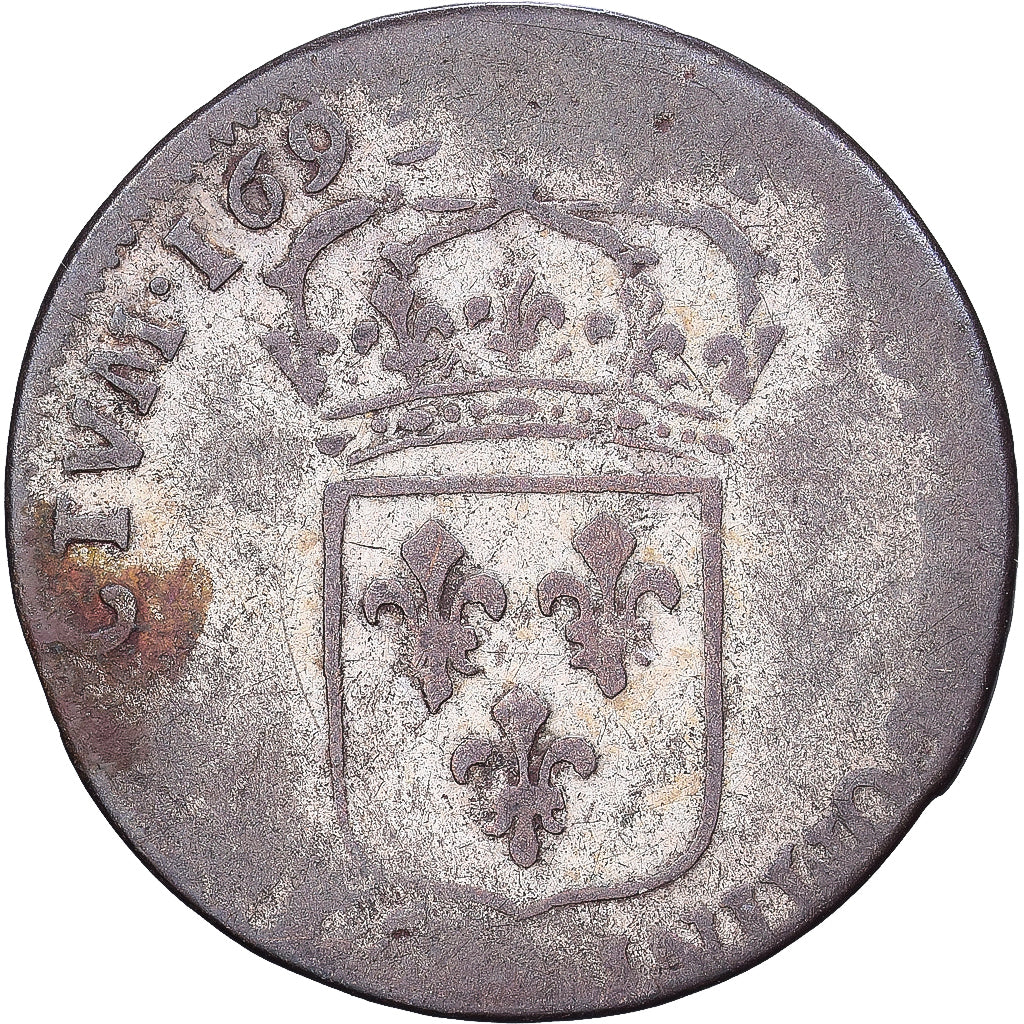 Francia, Louis XIV, Quinzain aux 8 L, 1693, Rouen, Biglione, MB+, Gadoury:91