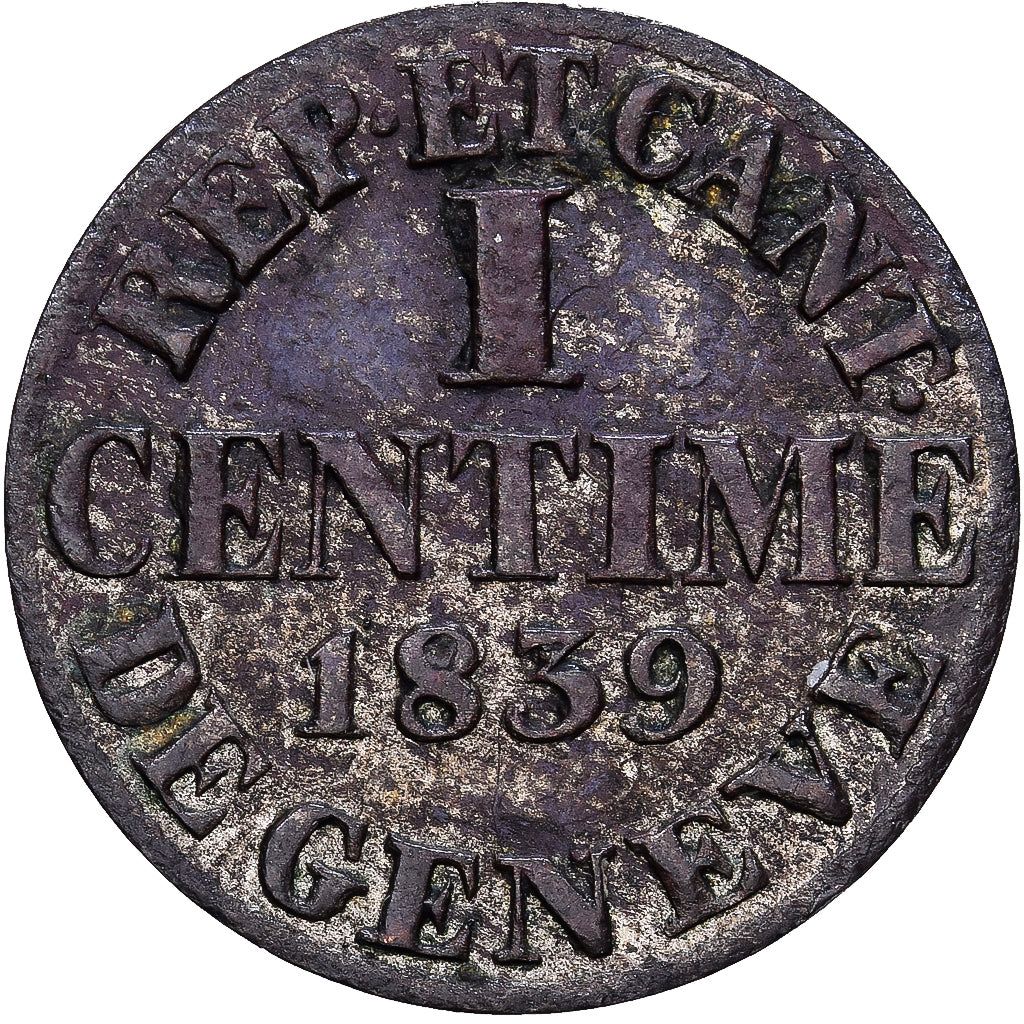 Canton de Genève, 1 Centime, 1839, Genève, Argent, SUP, KM:125