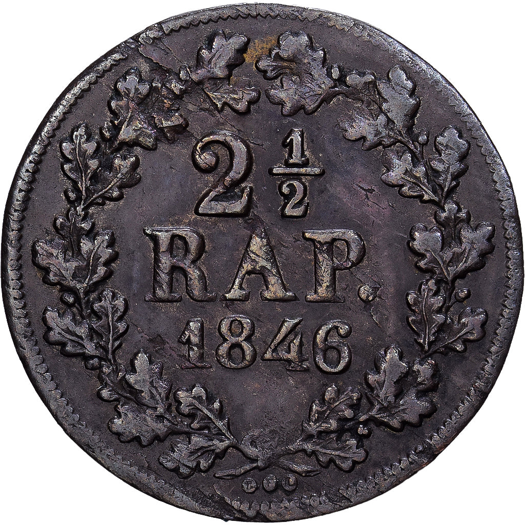 City of Friburg, 2-1/2 Rappen, 1846, Billon, VF(30-35), KM:91