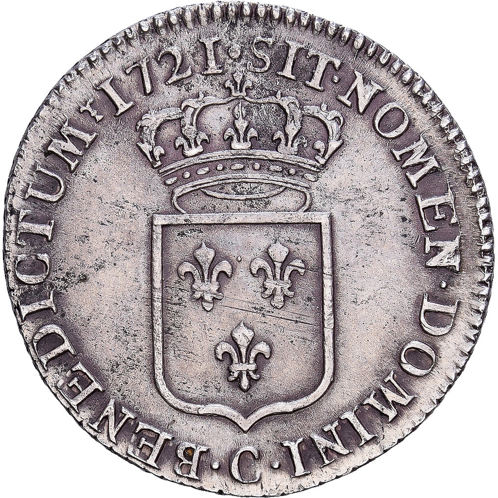 France, Louis XV, 1/3 écu de France, 1721, Caen, Argent, TTB+, Gadoury:306