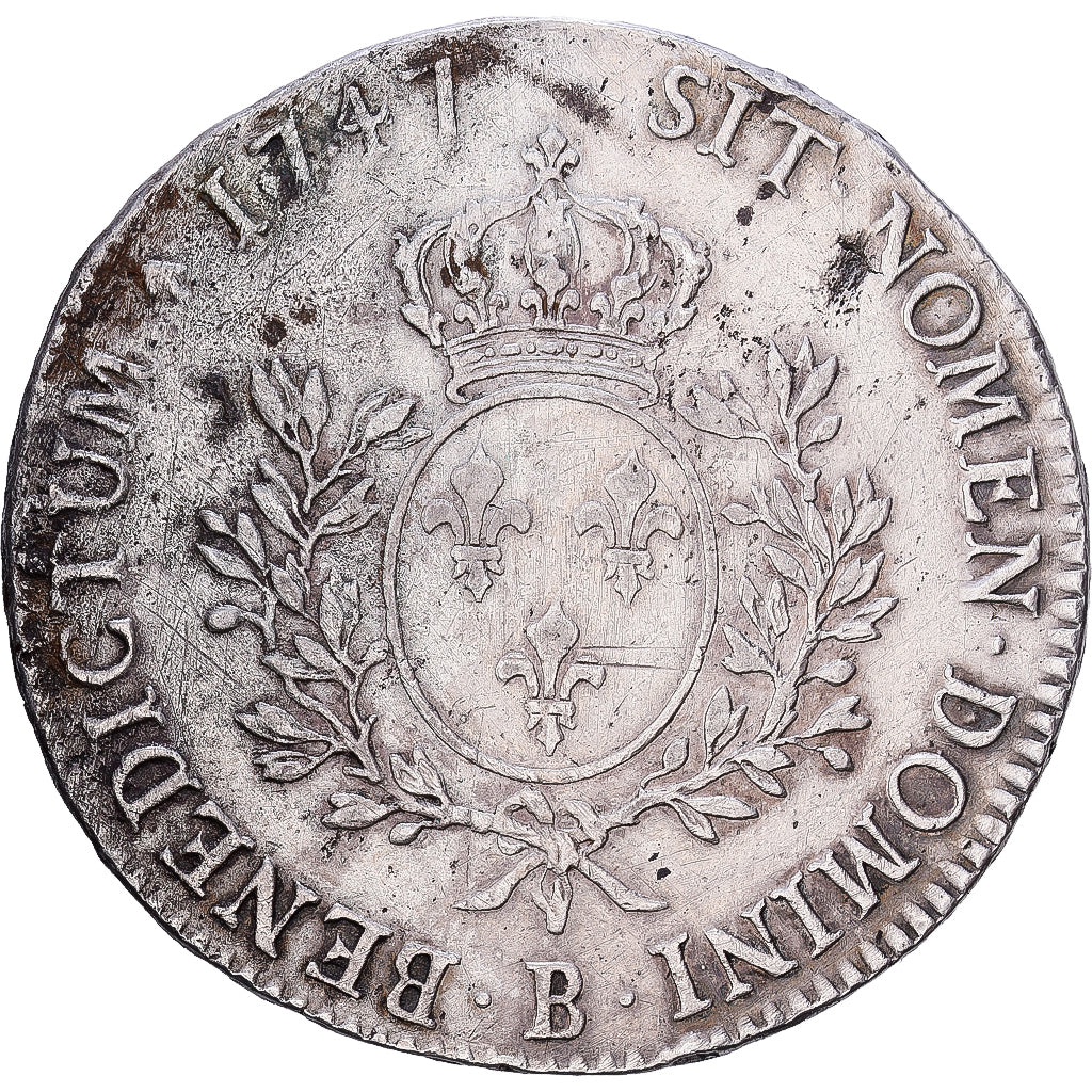 França, Louis XV, Écu au bandeau, 1747, Rouen, Prata, VF(30-35), Gadoury:322