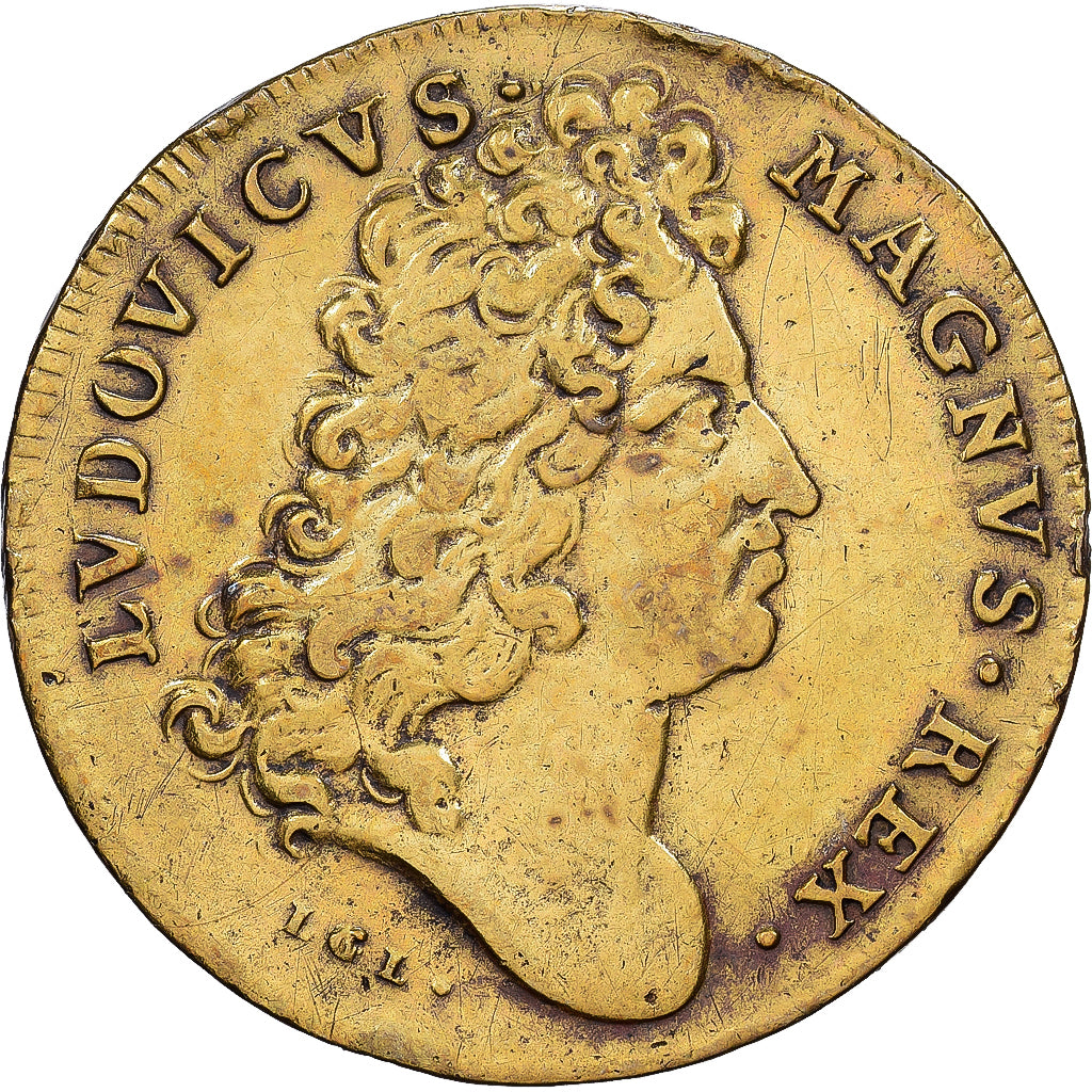 France, Nuremberg token, Louis XIV, Ordinaire des Guerres, Laiton, TTB
