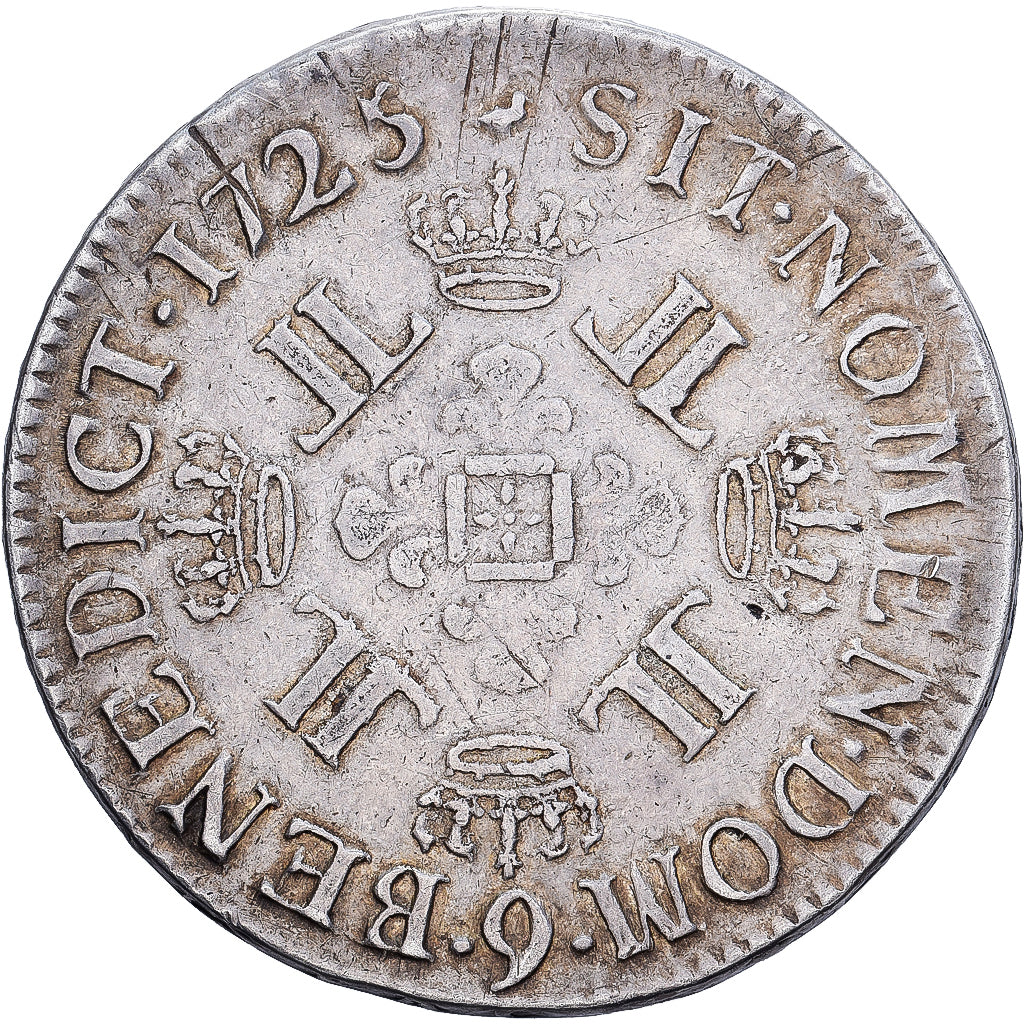 Francja, Louis XV, Ecu aux 8 L, 1725, Rennes, Srebro, AU(50-53), Gadoury:320