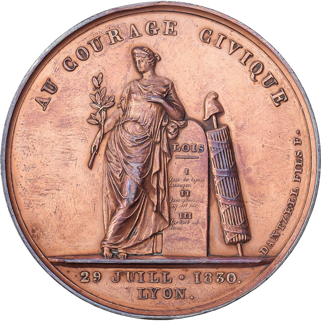 Francia, medalla, Hommage patriotique à J. Morin, 1830, Bronce, EBC