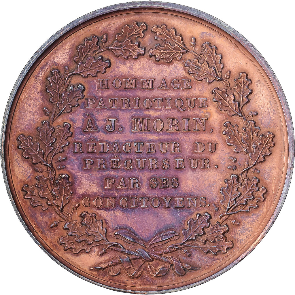 Francia, medalla, Hommage patriotique à J. Morin, 1830, Bronce, EBC