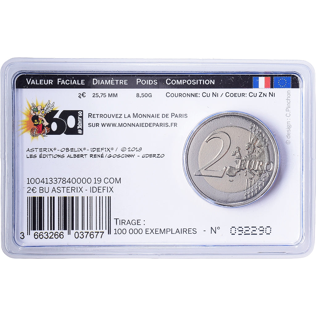 France, 2 Euro, 60 years of Asterix, 2019, MDP, Bimetallic, MS(65-70)