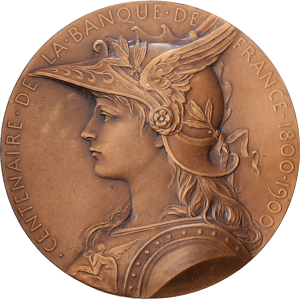 França, medalha, Centenaire de la Banque de France, 1900, Bronze, O.Roty