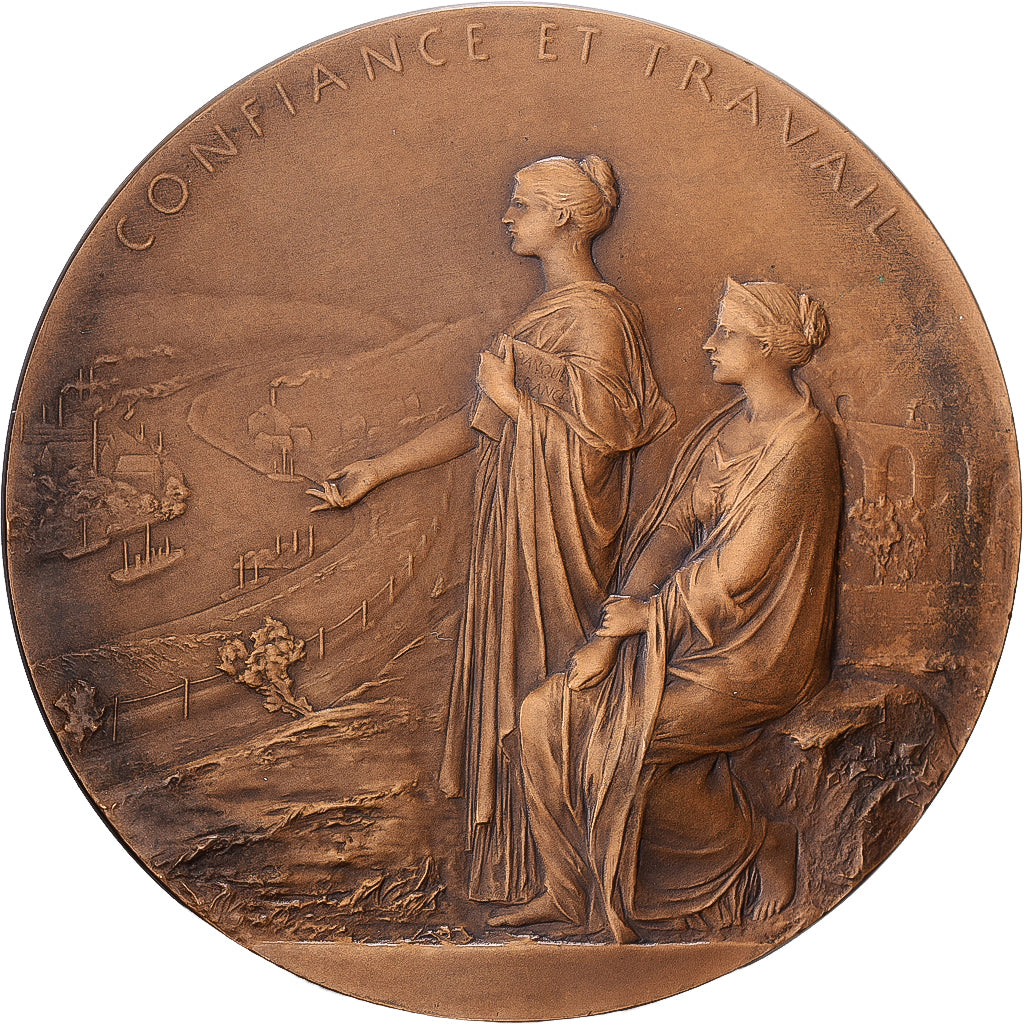 França, medalha, Centenaire de la Banque de France, 1900, Bronze, O.Roty