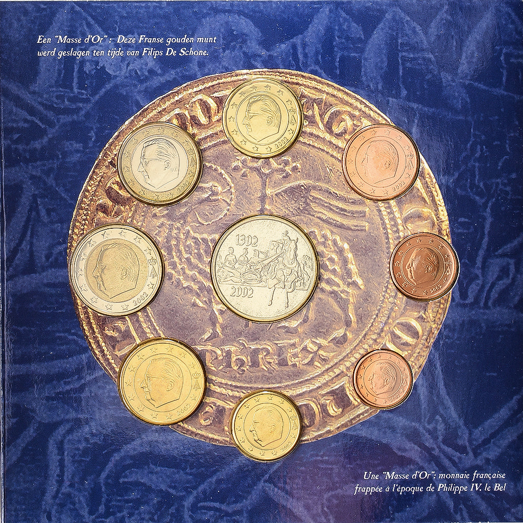 Bélgica, Set 1 ct. - 2 Euro + Medal, Bataille des Éperons d'Or, 2002