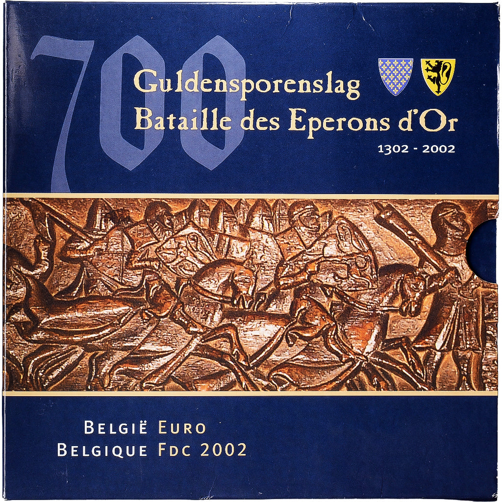 Bélgica, Set 1 ct. - 2 Euro + Medal, Bataille des Éperons d'Or, 2002