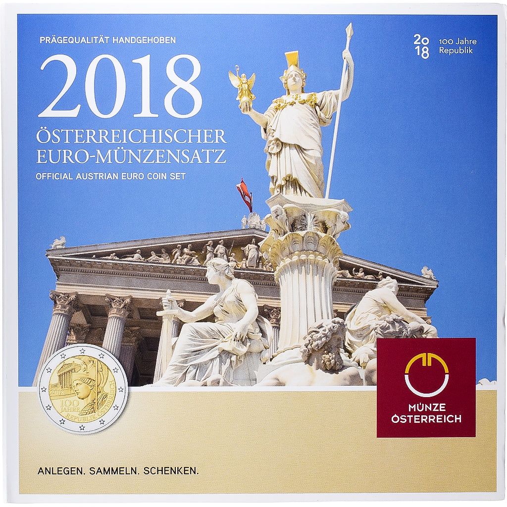 Austria, Set 1 ct. - 2 Euro, 100 years of Republic, BU, 2018, Vienna, MS(65-70)
