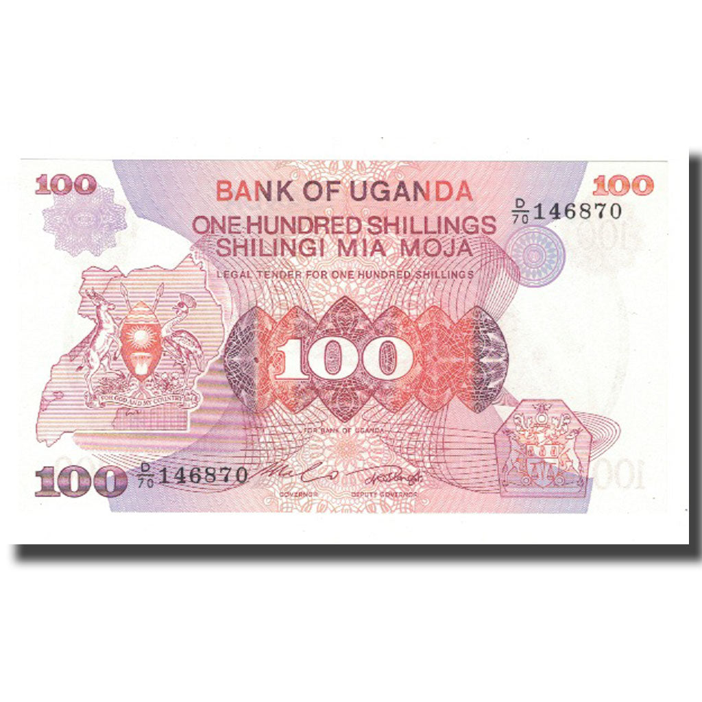 Banknote, Uganda, 100 Shillings, KM:19b, UNC(65-70)