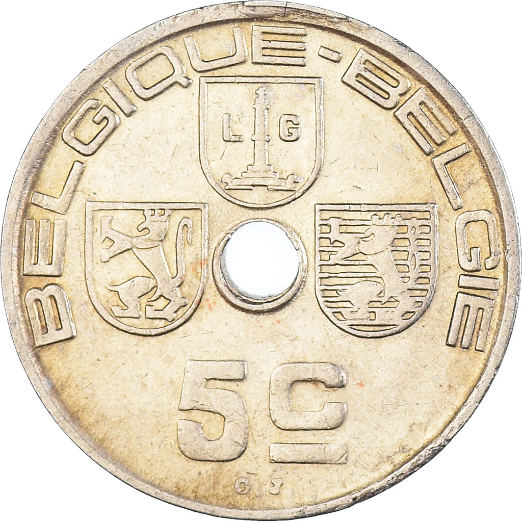 Moneda, Bélgica, 5 Centimes, 1938