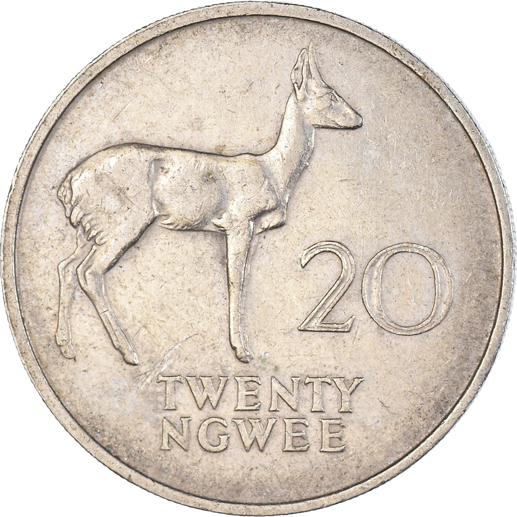 Coin, Zambia, 20 Ngwee, 1968