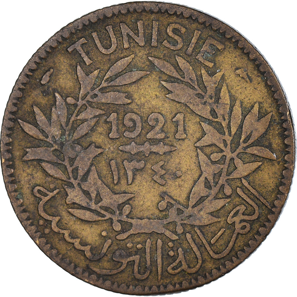 Moneta, Tunisia, 2 Francs, 1921