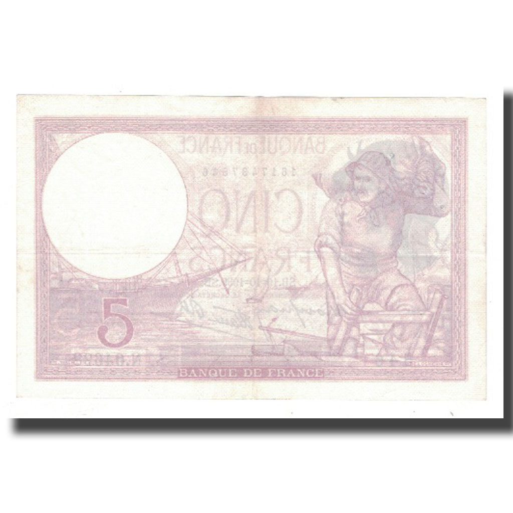 France, 5 Francs, Violet, 1939, 1939-10-19, UNC(60-62), Fayette:4.12, KM:83