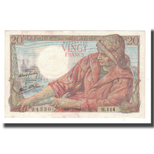 França, 20 Francs, Pêcheur, 1944, 1944-02-10, EF(40-45), Fayette:13.8, KM:100a