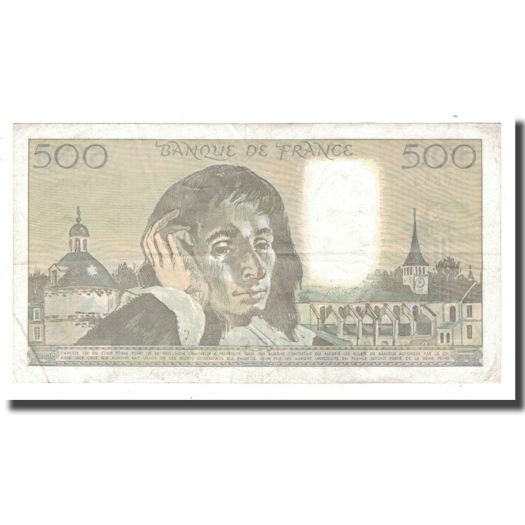 Francja, 500 Francs, Pascal, 1990, 1990-09-06, EF(40-45), Fayette:71.45, KM:156h