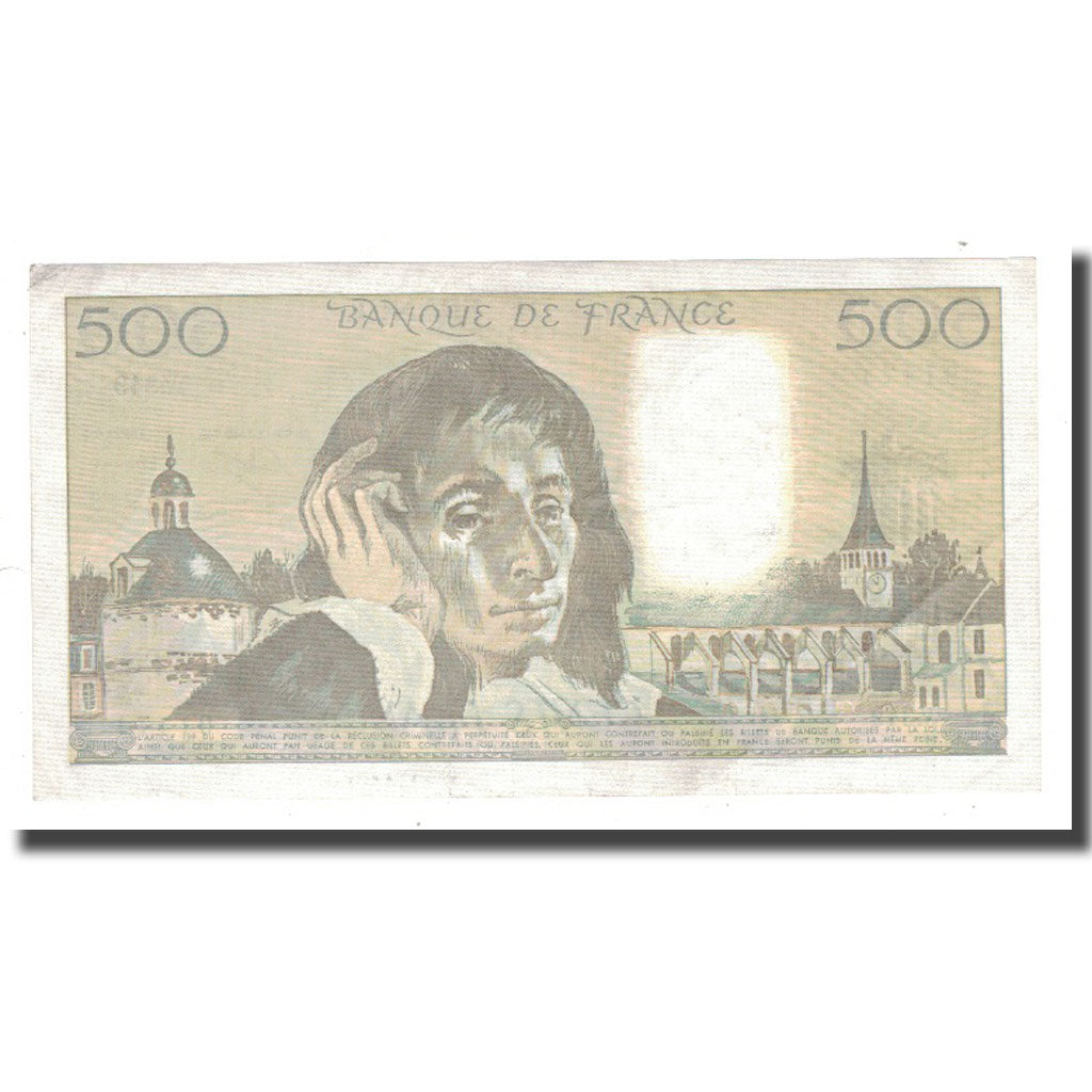 France, 500 Francs, Pascal, 1991, 1991-05-02, AU(50-53), Fayette:71.47, KM:156h