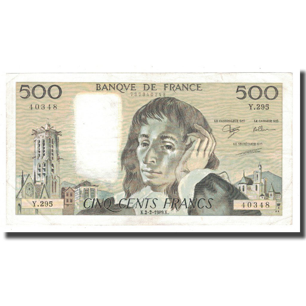 Frankrijk, 500 Francs, Pascal, 1989, 1989-02-02, TTB+, Fayette:71.40, KM:156g