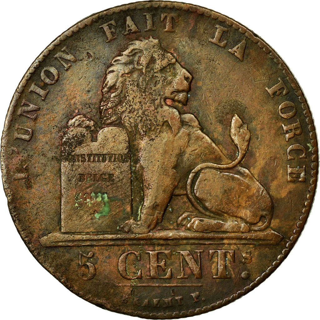 Münze, Belgien, Leopold I, 5 Centimes, 1856, SS, Kupfer, KM:5.1