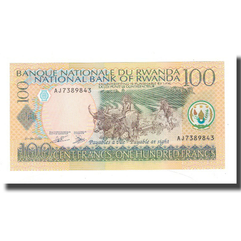 Banknote, Rwanda, 100 Francs, 2003, 2003-09-01, KM:29b, UNC(65-70)