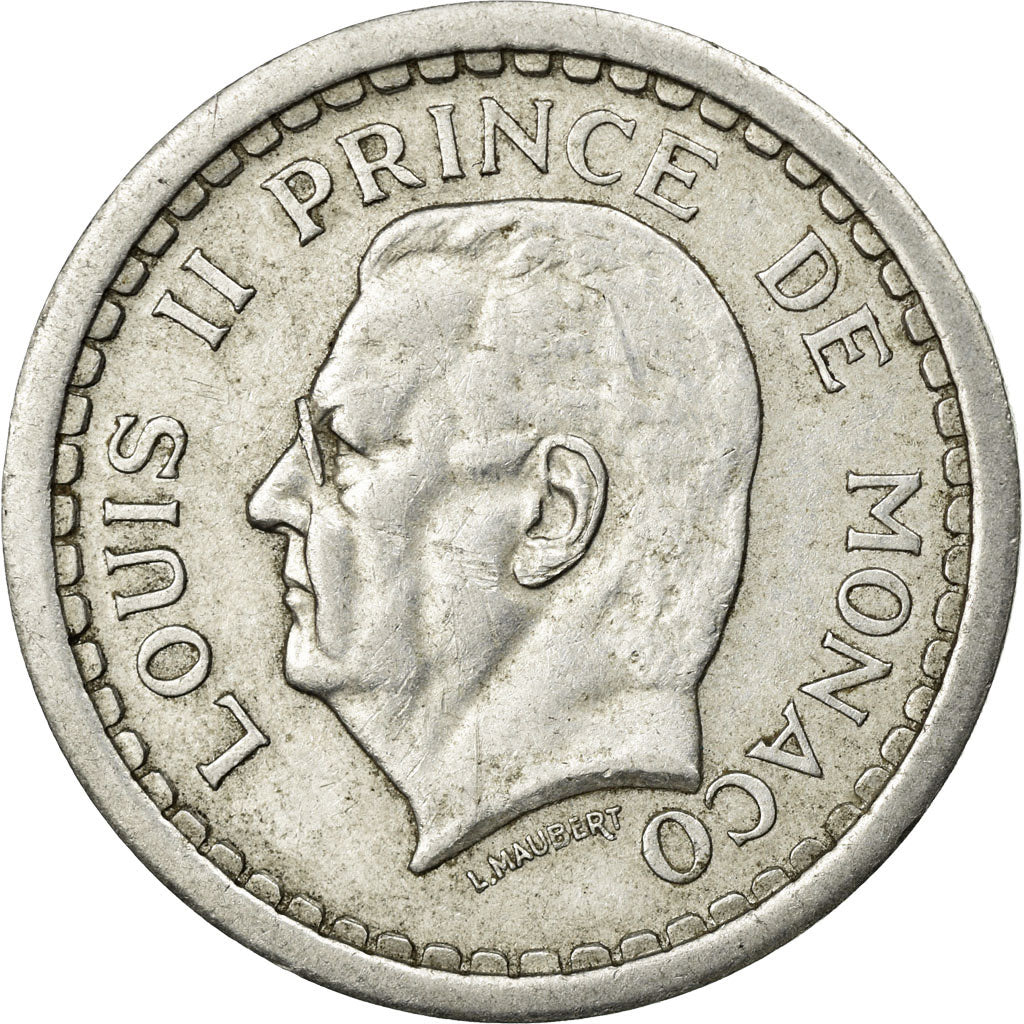 Coin, Monaco, Louis II, 2 Francs, 1943, EF(40-45), Aluminum, KM:121