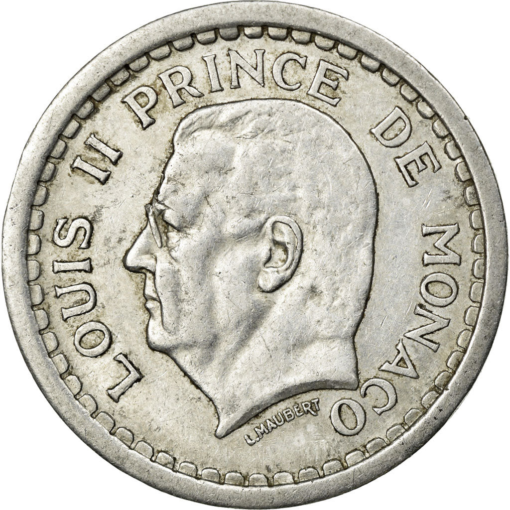 Coin, Monaco, Louis II, 2 Francs, 1943, EF(40-45), Aluminum, KM:121