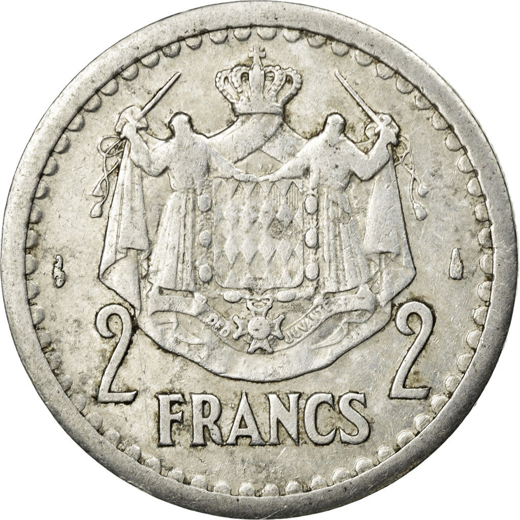 Coin, Monaco, Louis II, 2 Francs, 1943, EF(40-45), Aluminum, KM:121