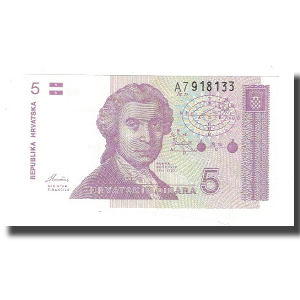 Geldschein, Kroatien, 5 Dinara, KM:17a, UNZ